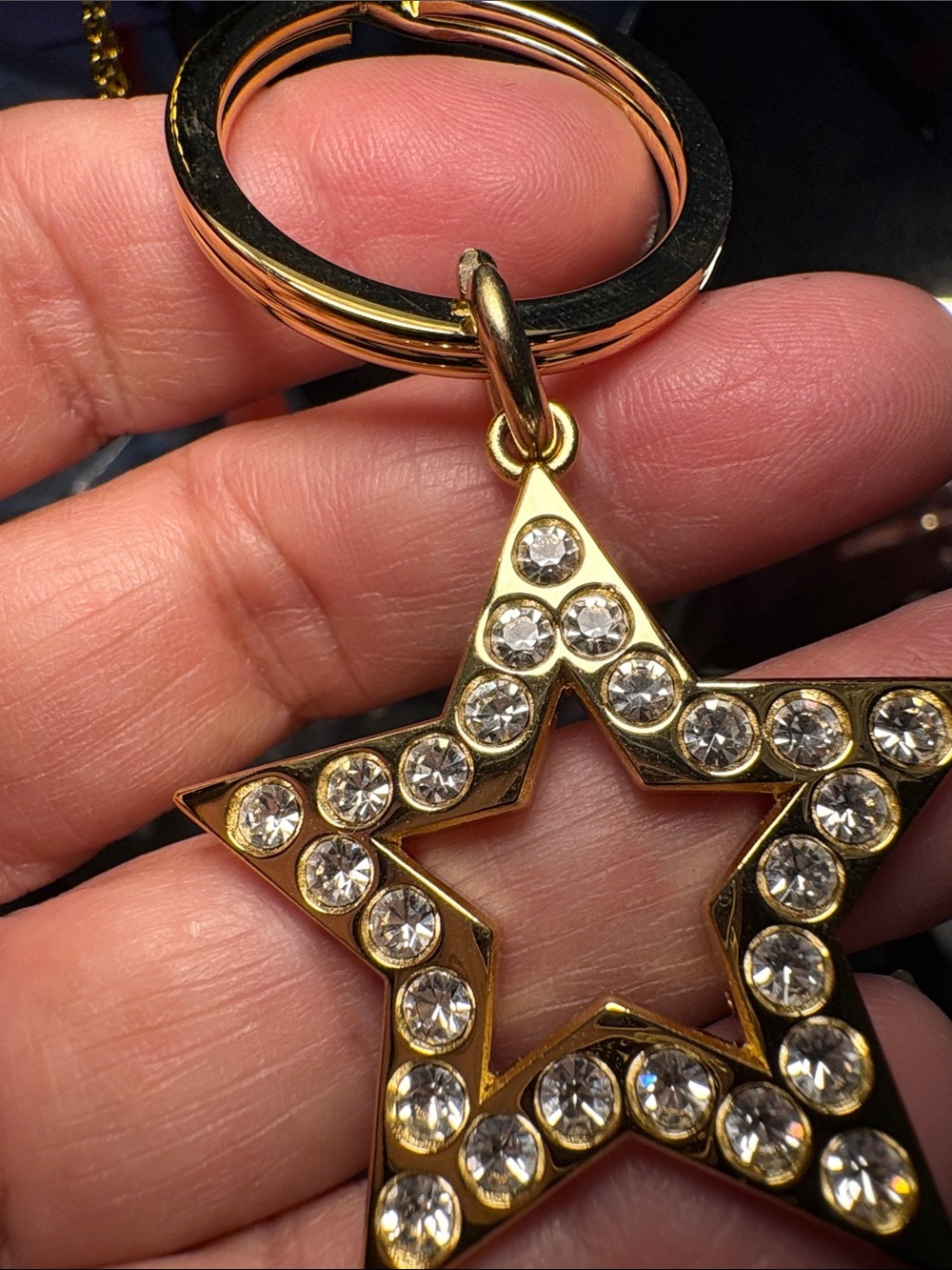 Coach Gold Star Crystal Key Ring
